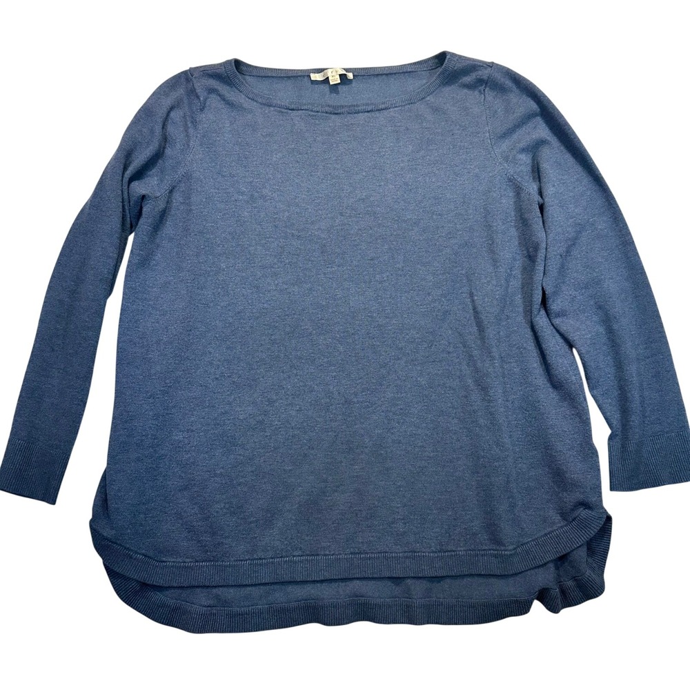 Cyrus Women Blue Heathered Long Sleeve Boat Neck High-Low Knit Top XL R04121201